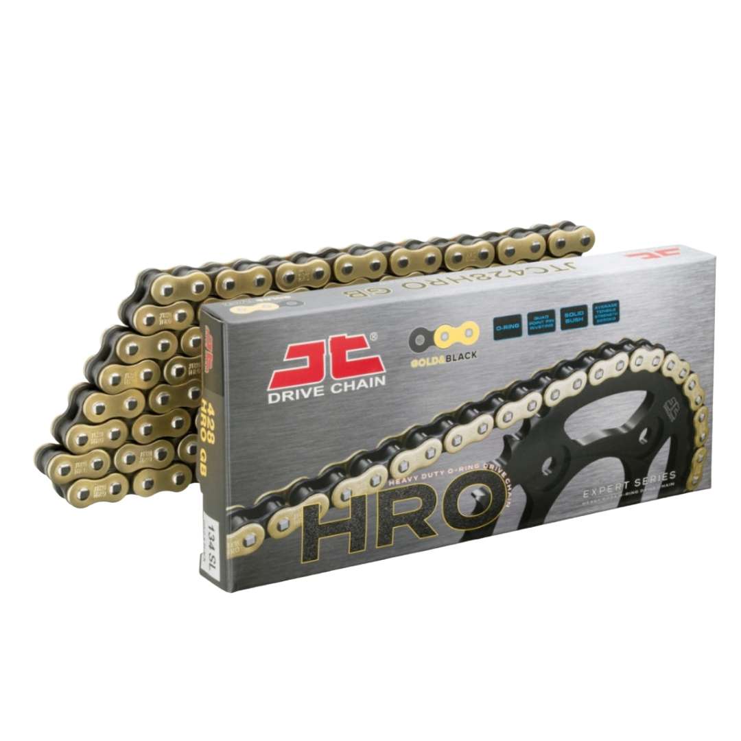 JT 428HRO Gold O-Ring Drive Chain 134 Links Open with Clip Link Motorcycle Chain